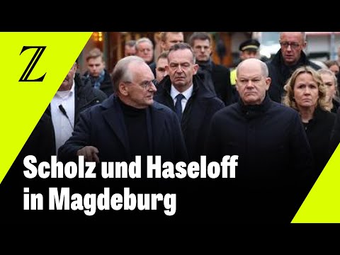 Olaf Scholz und Rainer Haseloff in Magdeburg