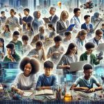 High-definition, realistic portrayal of a diverse group of students engaging in STEM education. These students of various descents, including Caucasian, Hispanic, Black, Middle-Eastern, and South Asian, are passionately participating in a variety of activities such as coding on computers, conducting scientific experiments, designing mechanical structures, and solving complex mathematical problems. Also depict signs of economic growth in the background such as thriving businesses, innovative infrastructures, and advanced technologies to highlight the connection between STEM education and economic development.