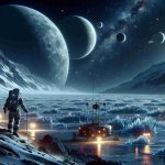 An astoundingly realistic high definition image portraying the exploration of mysterious oceanic worlds beyond the moon Europa. In this starlit scene, commendably brave astronauts from various descents in their futuristic space suits are investigating the icy surfaces of unknown moons or planets. Icy landscapes contrast against the infinite blackness of space, with planets hanging like ornaments in the distant backdrop. A spacecraft, beeping with radar signals, is seen floating in the foreground, with its lights casting a reflective glow on the ice. The great mystery and grandeur of the cosmos is all-encompassing.