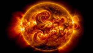 Generate a high-definition, realistic image of an array of intense colors that encapsulate solar dynamics. The image should capture the swirls of molten plasma, flares, and other solar activities that regularly occur on the Sun's surface, all in vibrant shades of yellows, reds, and oranges.