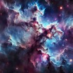 Generate a high-definition, realistic image of an intriguing and mysterious nebula. This nebula, dubbed the 'Shadowy Creature Nebula', is characterized by shadowy, intricate gaseous structures that take on an otherworldly, creature-like appearance. The scene should capture the breathtaking wonder and vastness of space exploration. The nebula is enveloped in an array of nebular colors, predominantly deep blues and violets, with intermittent bright stars twinkling amidst the shadowy structures.