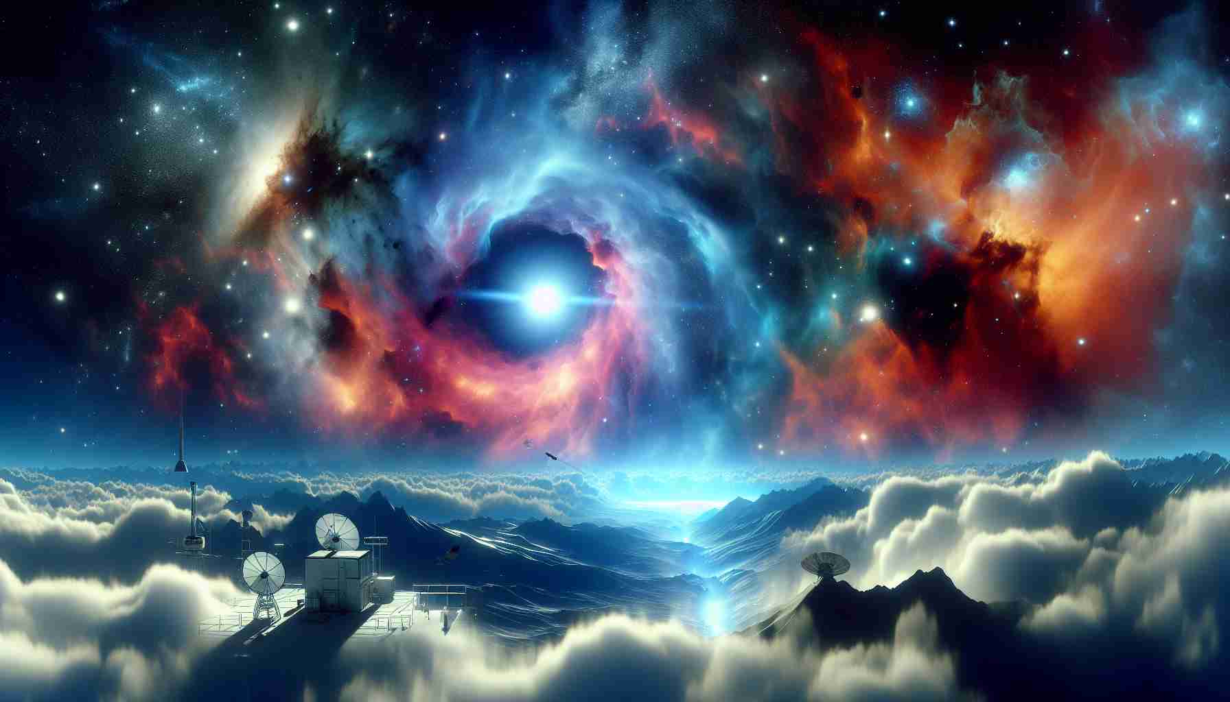 A high definition, realistic illustration of a scene portraying the exciting realm of astrophysics. The image should capture the adventurous spirit of exploring new frontiers. The scene could include a dynamic mix of galaxies, nebulae, black holes, and other celestial bodies. Maybe add a lone observatory or a satellite, as a symbol of human effort to understand the universe. Use cool and warm colors to represent the contrast between the void of space and the energy of stellar bodies. Please avoid including any recognizable real-life scientists or specific, copyrighted space missions.