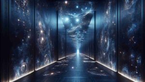 A high-definition, realistic photograph of a place called the Celestial Corridor. This space suggests mystery and wonder with its enigmatic, astronomical hints. It's like a long, narrow path or hallway, with walls, floor, and ceiling glowing with a deep, celestial blue. This visually striking spectacle is adorned with intricate patterns of glistening constellations, twinkling stars, and celestial bodies. The corridor extends far into the horizon, suggesting a walk among the stars, a journey into the unknown cosmos. The gentle light illuminating the corner gives a feeling of tranquility amid the enigma of the universe.