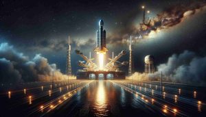 Generate a realistic, high-definition image depicting the launch of a state-of-the-art space station. The scene is set in the near future, in the year 2028, under a stunning, starry sky. The space station, designed with a cutting-edge aesthetic, is soaring towards the cosmos, leaving a majestic trail of flames behind it. Captivate the sense of anticipation and excitement as we are about to witness a pioneering moment in space exploration history.