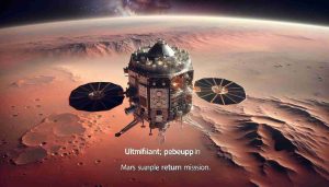 An ultra-high definition realistic image representing a significant revamp in NASA's Mars Sample Return mission. The scene depicts an intricate, state-of-the-art spacecraft, signifying the changes, located against a vast backdrop of the red, dusty Mars surface. The atmosphere is tense, filled with anticipation, leaving viewers questioning whether the development costs of the project will reduce or escalate.