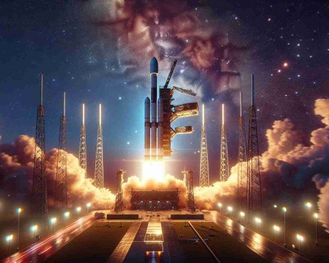 Generate a high-definition, realistic image of a momentous event: the launch of a revolutionary satellite named 'Firefly'. The scene captures the awe-inspiring spectacle of the satellite, brilliantly designed for state-of-the-art functionality, breaking free from earth's gravity. The launch pad is festooned with vibrant lights, creating an ethereal aura. The sky is a magnificent palette of twilight hues as the 'Firefly' rockets towards the infinity of the cosmos.