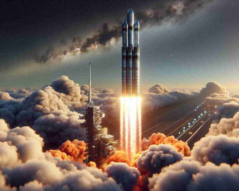 Detailed and realistic HD image showcasing the pivotal event of a groundbreaking space launch. The scene would capture an advanced rocket ascending through the atmosphere, its engine leaving a fiery trail against the backdrop of a clear sky. A multitude of satellites housed in the rocket's upper stage would be ready to disperse, representing the imminent arrival of global mass connectivity and the future of the internet.